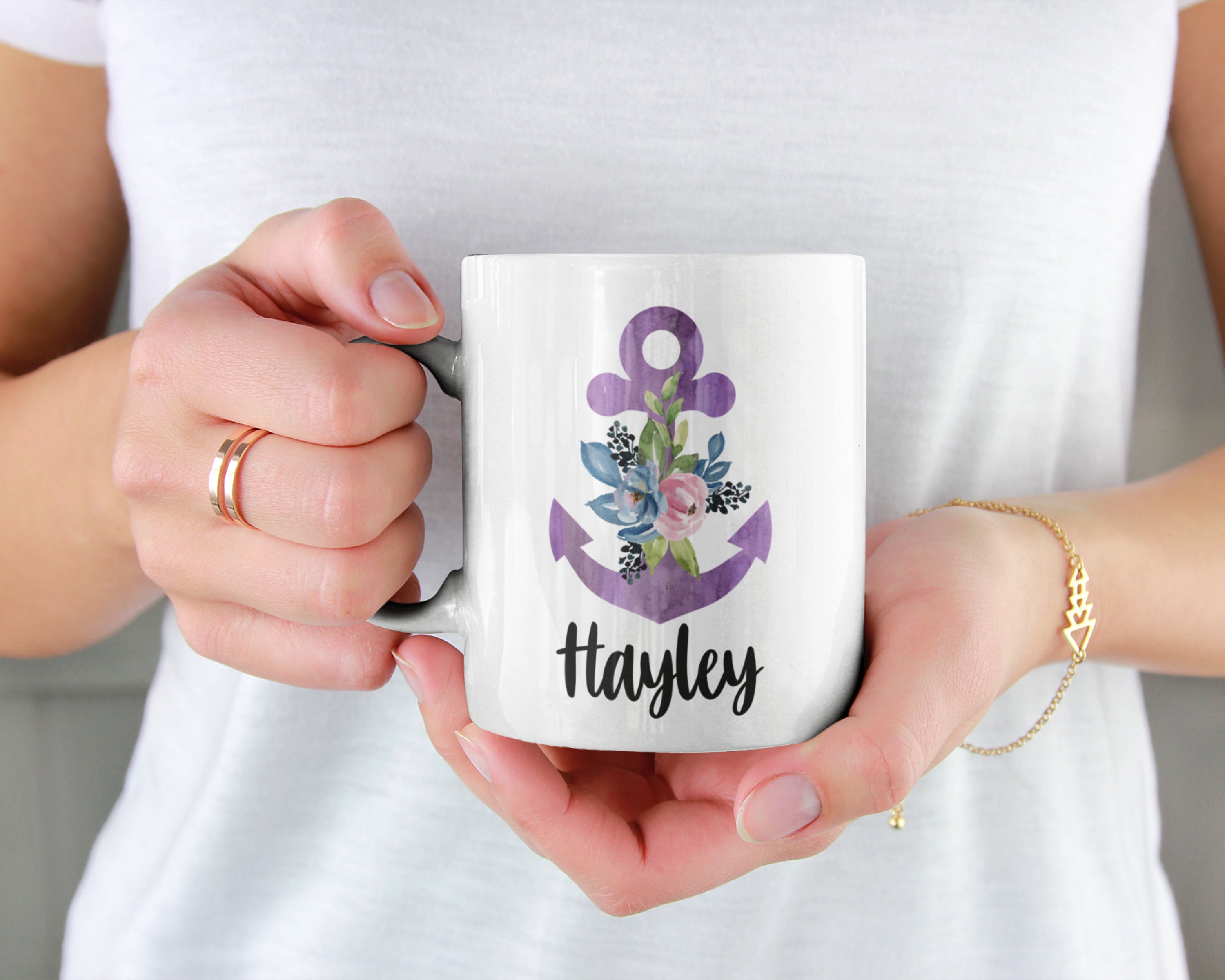 Personalized anchor mug Nautical mug Nautical gifts for her Etsy