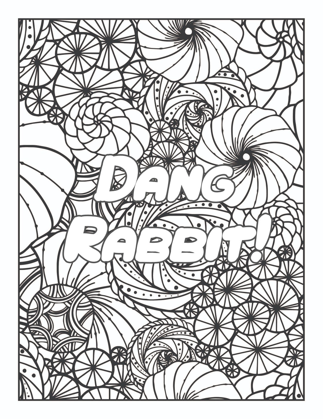 Dang Rabbit: Adult Coloring Page | Adult Humor - Etsy