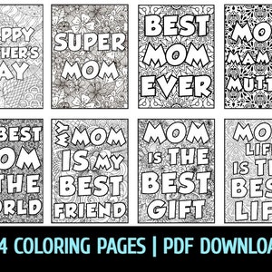 Mothers Day Coloring Book - Mom Your the Best (Printable, PDF Download)
