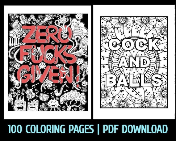 Zero Fucks Given: 100 Adult Coloring Pages by GBN Publishing Club. Adult Humor | Adult Coloring Books (Printable, PDF Download)