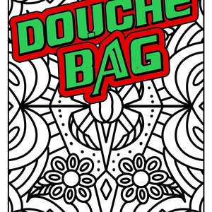 Douche Bag - Swear Word Coloring Page For Adults | Adult Humor (Printable, PDF Download)