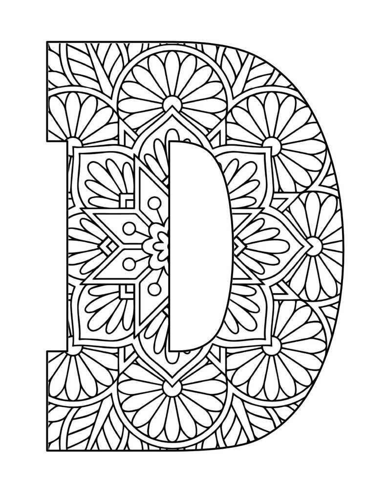 Mandala Alphabet Letters Coloring Pages. | Etsy