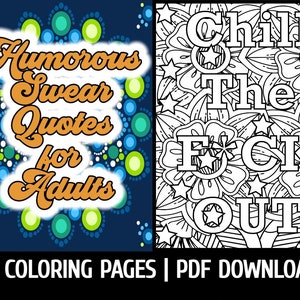 Witty Curse Quotes - 15 Amusing Adult Coloring Pages by GBN Publishing Club | Adult Coloring Book | Adult Humor | Printable PDF Download