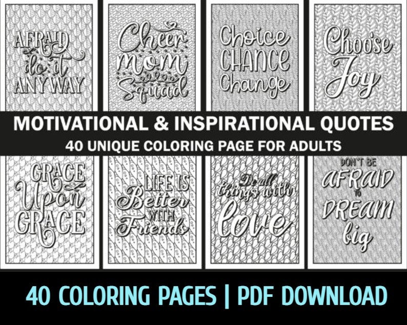 43 Page I Am Enough Inspirational & Motivational Adult Coloring Book  Printable Instant Download 