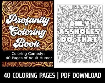 Adult Coloring Fun with 40 Sweary Pages: All Profanity Coloring | Adult Humor  ( Digital Download PDF )