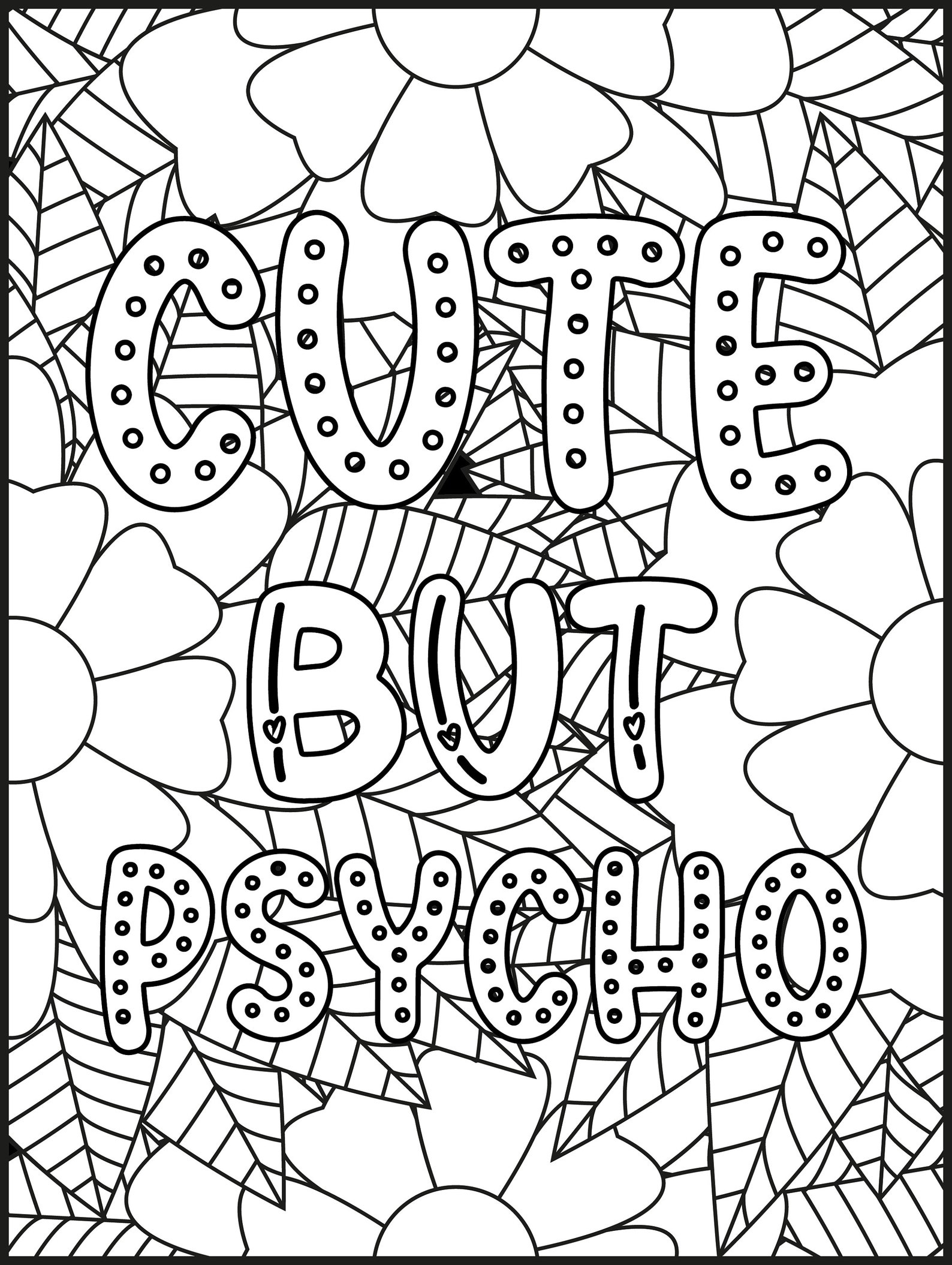 Cute but Psycho Adult Coloring Pages printable PDF Download - Etsy