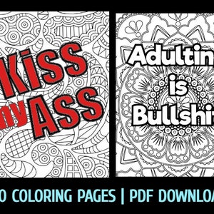 100 Printable Adult Coloring Pages for Stress Relief | Adult Humor (PDF Download)