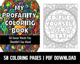 50 Dirty Swear Words Coloring Pages For Adults by GBN Publishing Club. | Adult Humor | Adult Coloring Books (Printable, PDF Download)