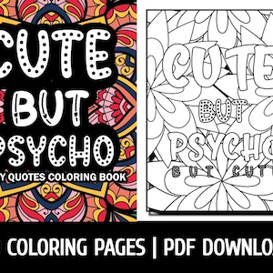 Coloring Pages: Cute but Psycho by GBN Publishing Club  Adult Coloring Pages | Adult Humor (Printable, PDF Download)