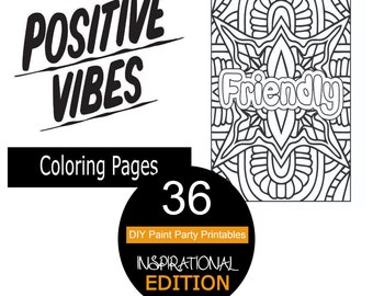 Positive Vibe Words Coloring Pages | Adult Humor (Printable, PDF Download)