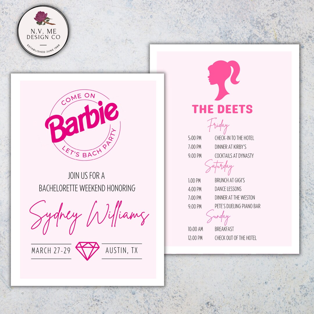 Editable Come on Barbie Let's Bach Party I Bachelorette - Etsy
