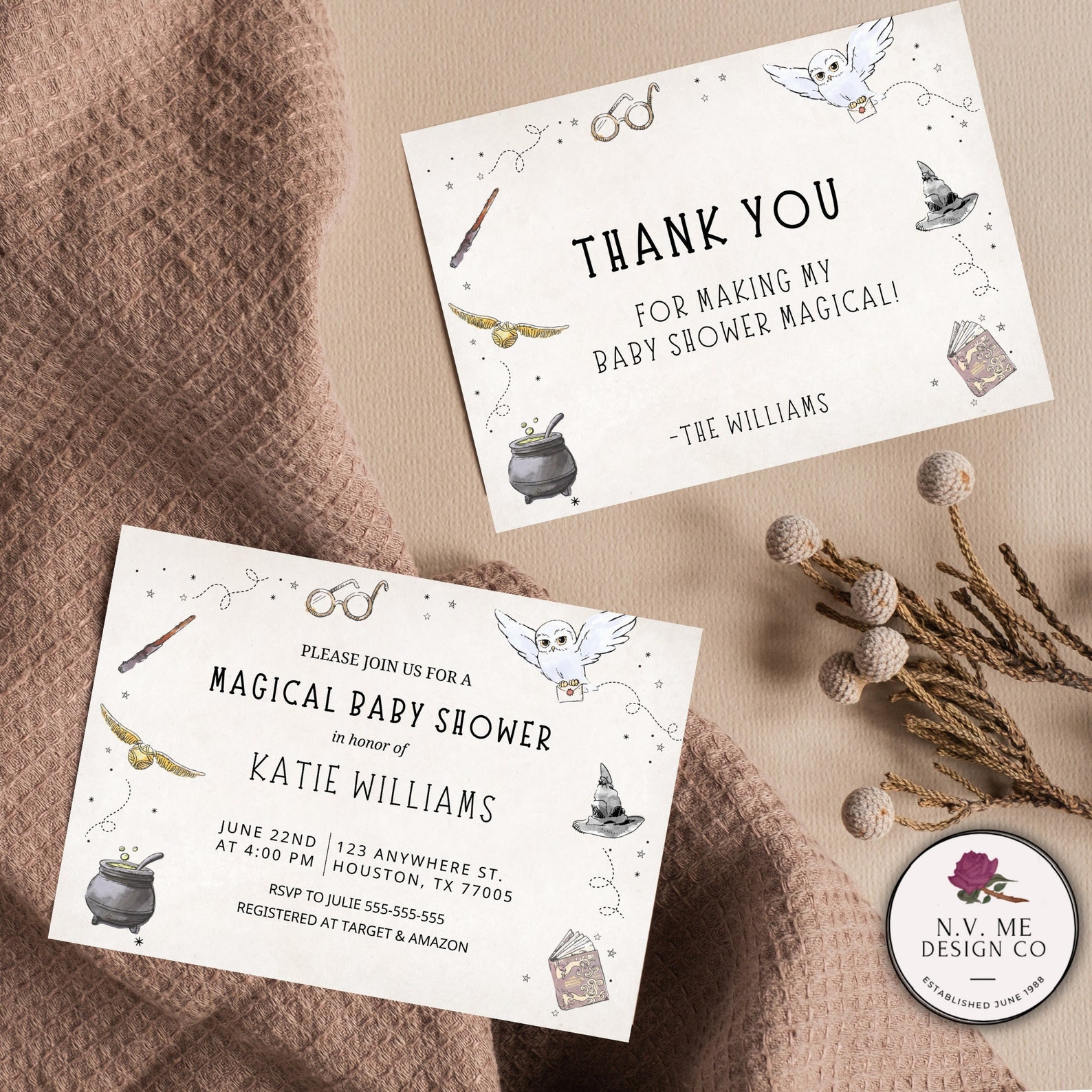 EDITABLE 5 Piecesharry Potter Baby Shower Invitation Calling Etsy