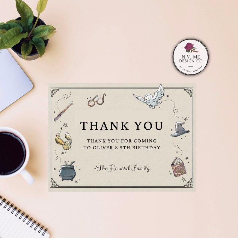 EDITABLE Harry Potter Thank You Card Template Calling All Etsy