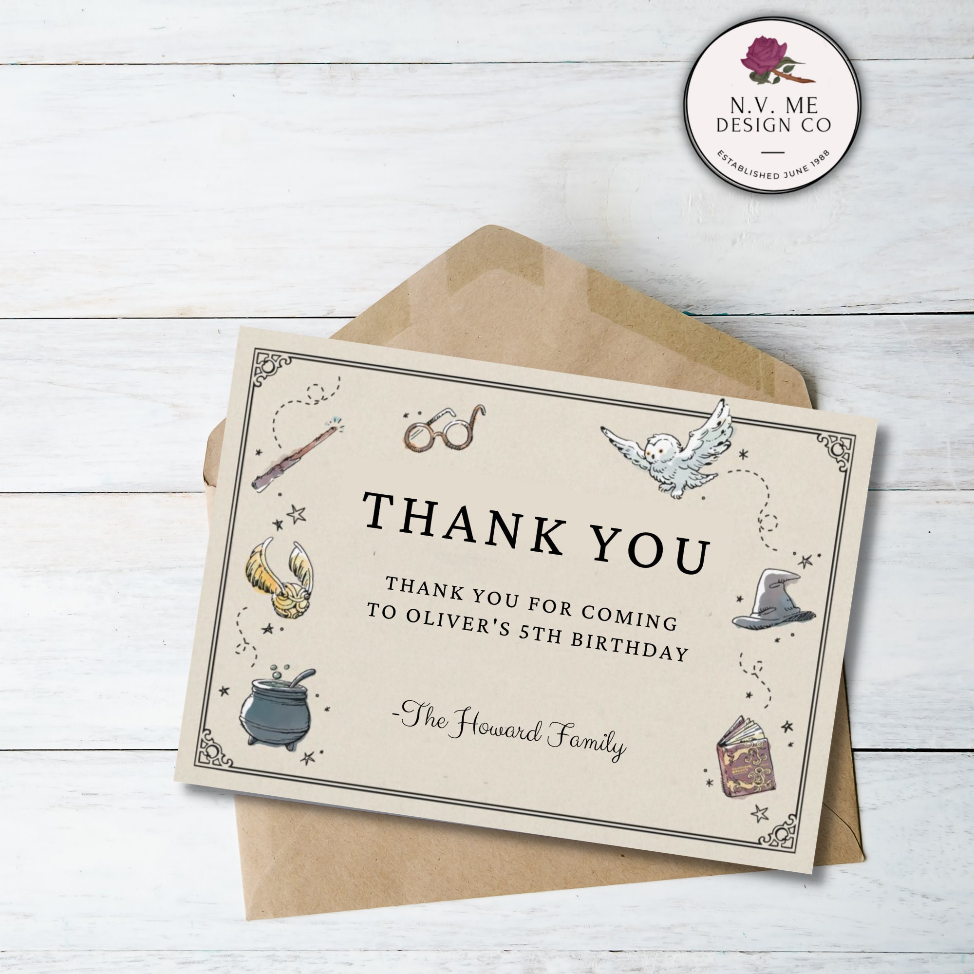 EDITABLE Harry Potter Thank You Card Template Calling All Etsy