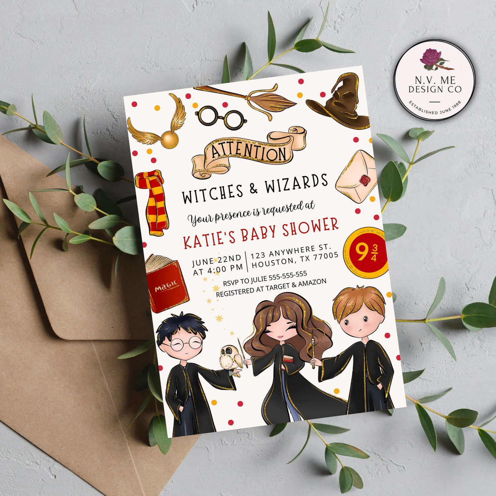 EDITABLE Harry Potter Baby Shower Invitation Witches Wizards Etsy