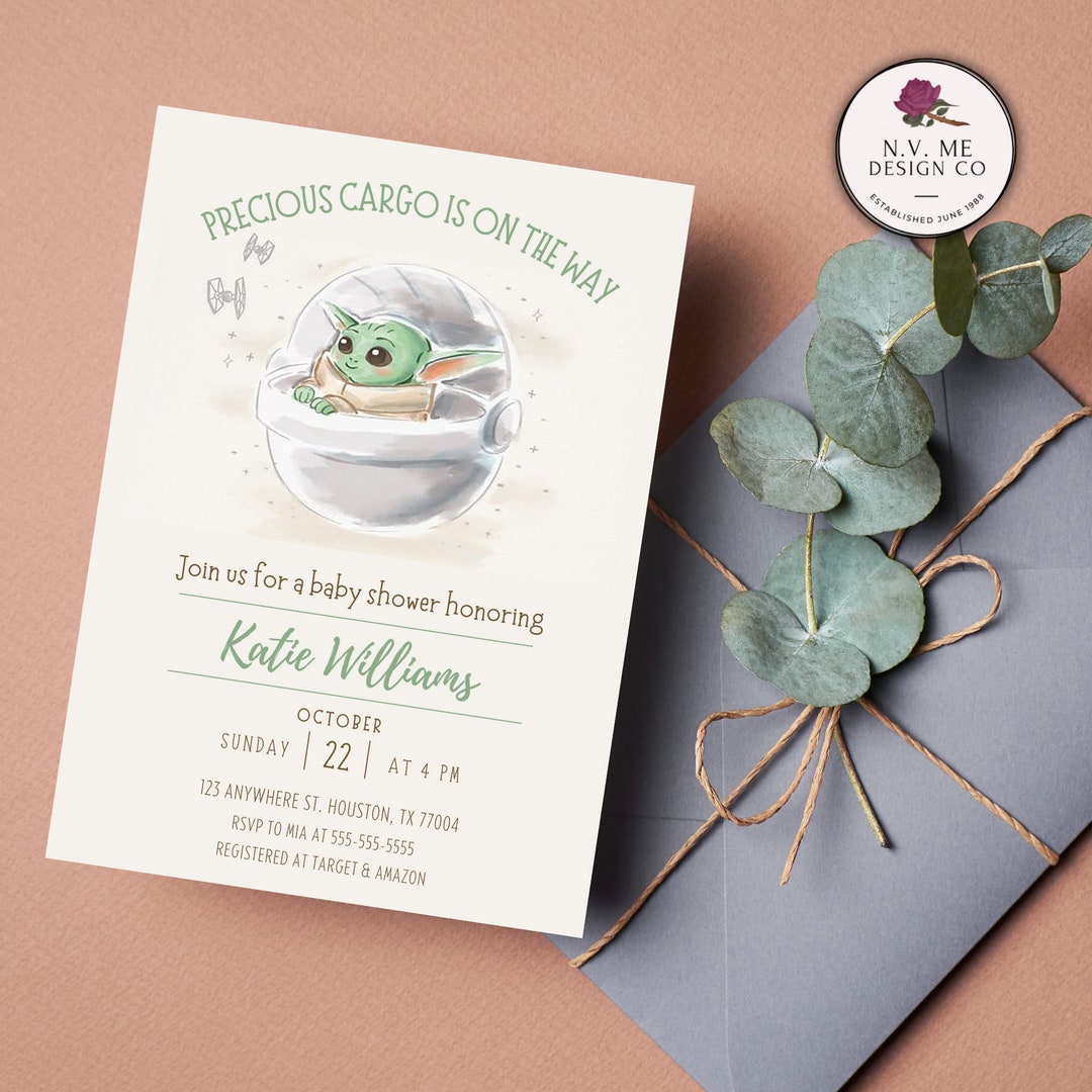 EDITABLE Baby Yoda Precious Cargo is on the Way Baby Shower Etsy