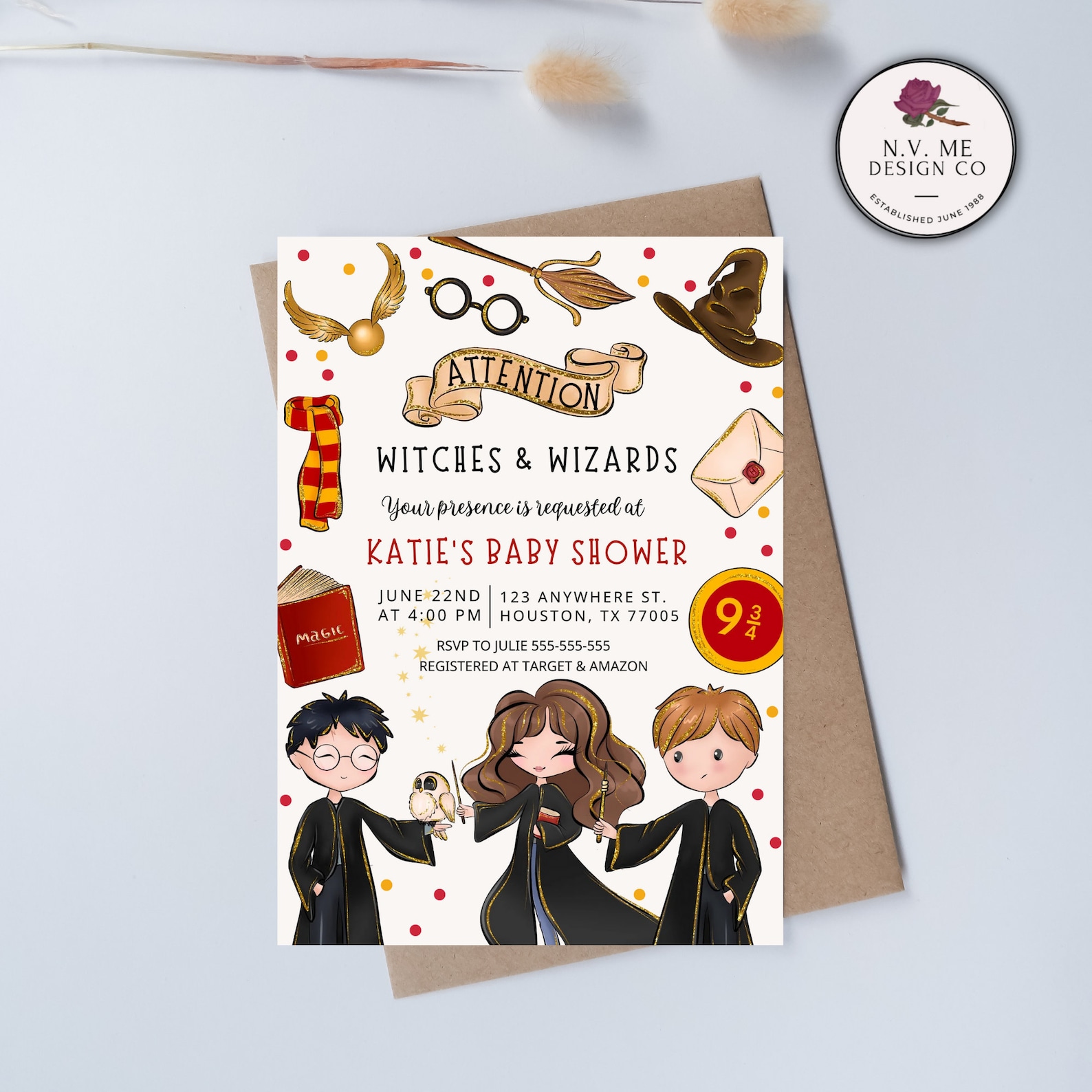 EDITABLE Harry Potter Baby Shower Invitation Witches Wizards Etsy