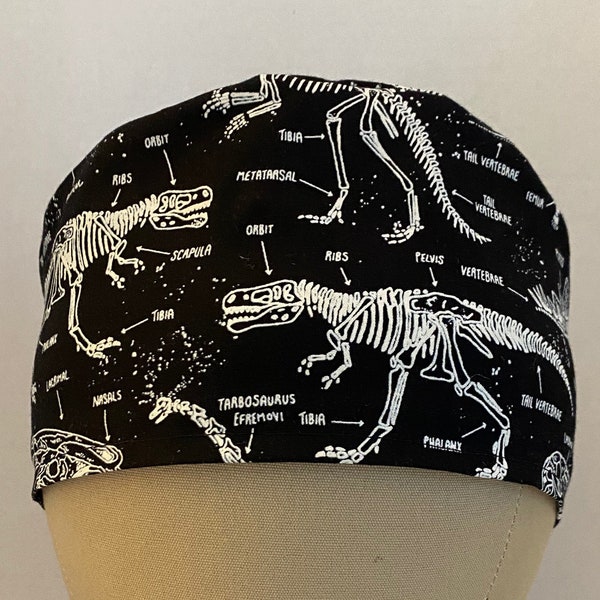 SCRUB CAPS: DINOSAUR Scrub Cap Glow in the Dark, Dinosaur Glow in the Dark Scrub Hat, Foodservice, Cotton Fabric Scrub Cap, Fun Scrub Cap