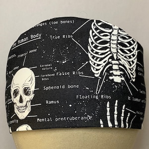 SCRUB CAP: Skeleton Glow in the Dark Scrub Cap, Ortho Scrub Cap, Foodservice, Healthcare Worker, Surgical Scrub Cap