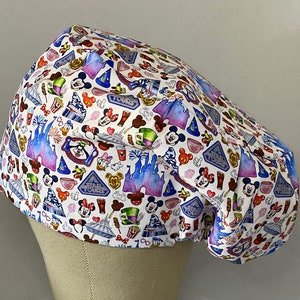 SCRUB CAPS: Theme Park Rides Euro Style Scrub Cap, Surgical Scrub Cap,Fun Scrub Cap, Cotton Scrub Cap, Healthcare Worker, Foodservice