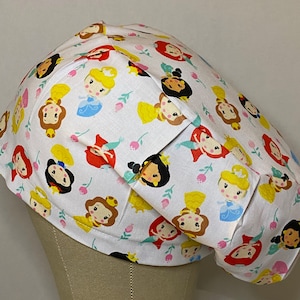 Kawaii  Princess Euro Style Scrub Cap, Scrub Cap, Surgical Scrub Cap, Cotton Scrub Cap, Foodservice, Healthcare Worker, Fun SCrub Cap