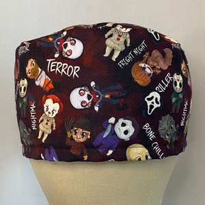 SCRUB CAPS: Comrades and Horror Scrub Cap, Scrub Cap, Scrub Hat, Surgical Scrub Cap, Cotton Scrub Cap, Fun Scrub Cap, Horror Scrub Cap