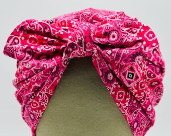 Stretchy Scrub Cap:  Pink Bandana Stretchy Scrub Cap, Healthcare Worker, Scrub Cap, Scrub Hat, Medical Worker, Surgical Cap, Soft Scrub Cap