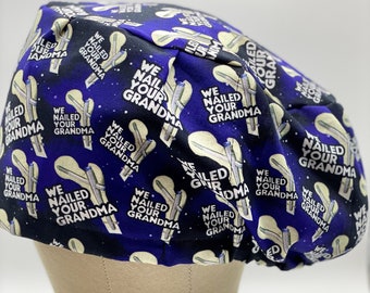 Shop Exclusive: We Nailed Your Grandma Euro Style Scrub Cap, Scrub Cap, Scrub Hat, Surgical Scrub Cap, Cotton Scrub Cap, Funny Scrub Cap