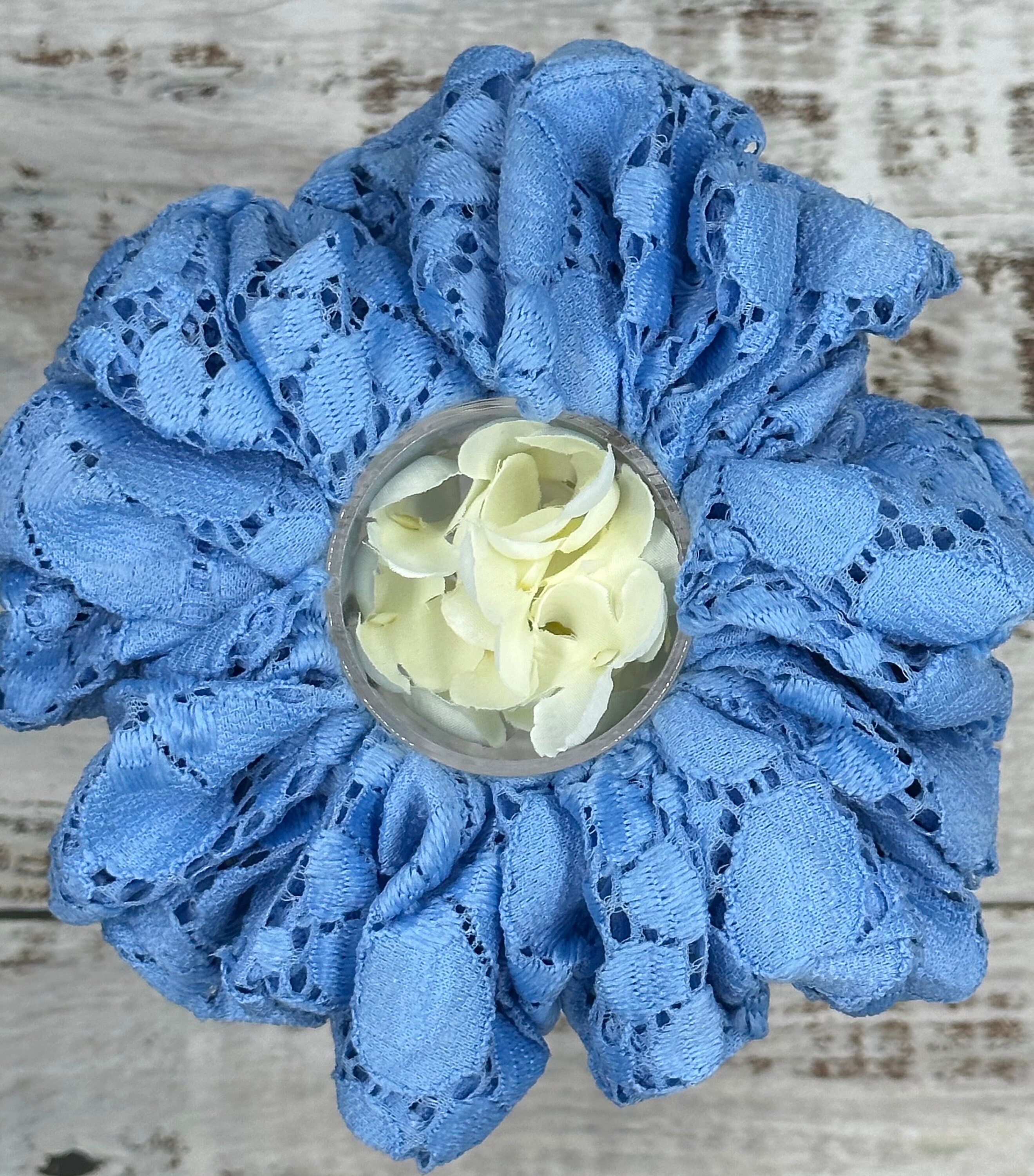 Scrunchies: Corn Flower Blue Lace Scrunchie, Large Scrunchie 