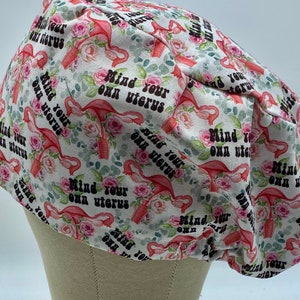 Scrub Caps: Mind Your Own Uterus Euro Style Scrub Cap, Surgical Scrub Cap, Scrub Cap, Scrub Hat,Cotton Scrub Cap, Funny Scrub Cap