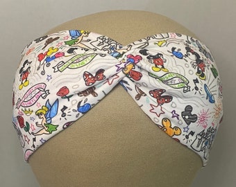 TWISTED HEADBAND: Theme park Twisted Headband, Stretchy Headband, Cute Headband, Soft Knit Head Band, Nurse Headband, Wide Headband’s