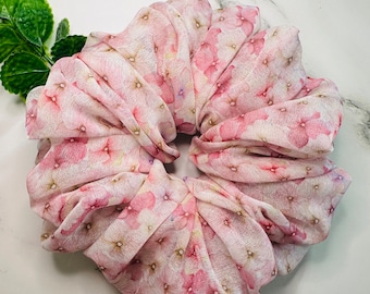 Scrunchies: Sakura  Chiffon  Scrunchie, Large Scrunchie, Chiffon Scrunchie, Hair Accessories, Elastic Hair Tie, Fashion Accessory
