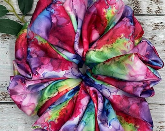 Scrunchies: Water Color Satin Scrunchie, Large Scrunchie, Satin Scrunchie, Hair Accessories, Elastic Hair Tie, Fashion Accessory