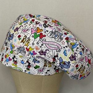 SCRUB CAPS:Theme Parks Euro Style Scrub Cap, Surgical Scrub Cap, Fun Scrub Cap, Disney Scrub Cap, Cotton Scrub Cap