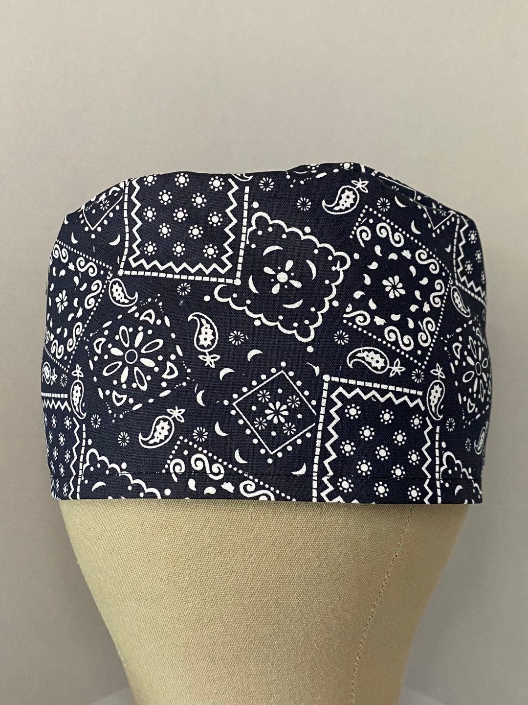 SCRUB CAPS Black Paisley Bandana Scrub Cap, Black Paisley Scrub Hat