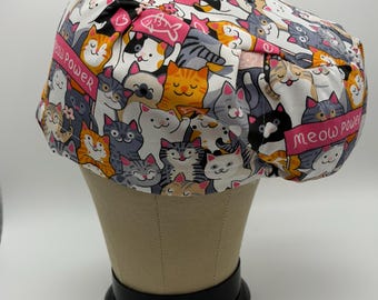 Gorro quirúrgico europeo con gatito, gorro quirúrgico europeo, gorro quirúrgico europeo, vida médica, personal sanitario, gorro quirúrgico de gato, gorro quirúrgico bonito