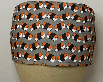 Musubi Scrub Cap: Sushi Print, Cotton Healthcare Worker Hat
