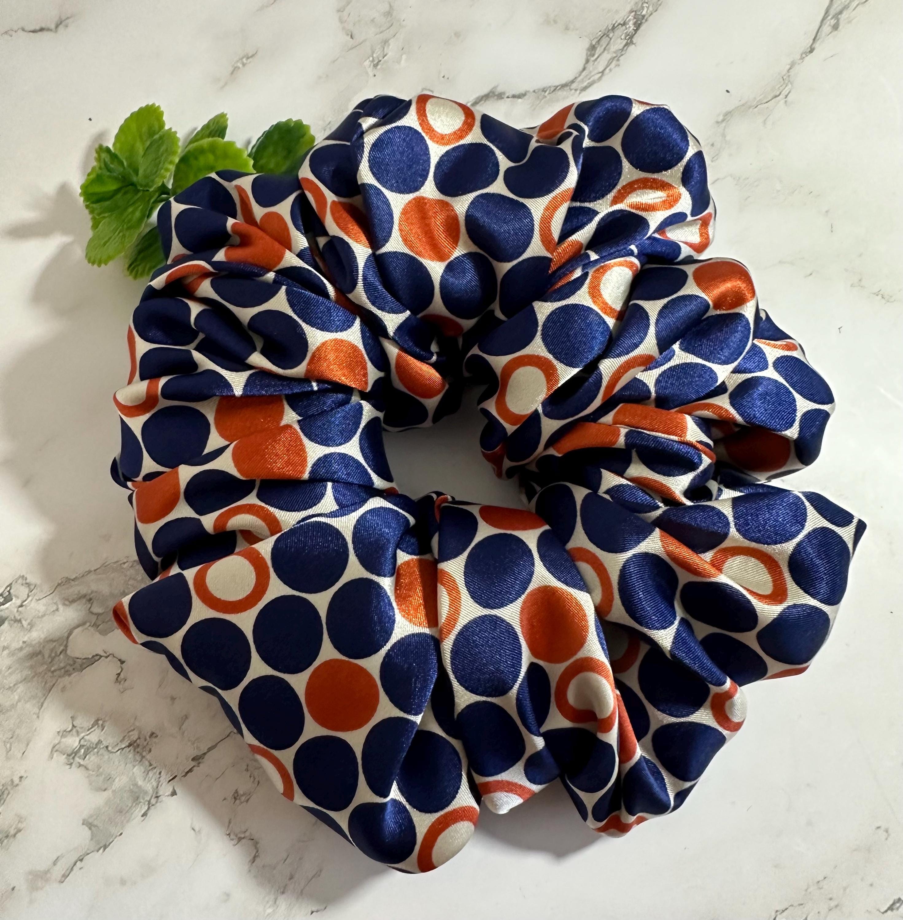 [RIBBONBIT] / ☆ RBB Scrunchie / Navy Pack of 2 Knotted Bow Hair Scrunchies Elastic Hair Scarf