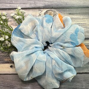 Scrunchies: Utopia and Flowers Chiffon  Scrunchie, Large Scrunchie, Chiffon Scrunchie, Hair Accessories, Elastic Hair Tie, Fashion Accessory