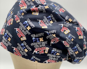 Exclusivo de tienda: gorro quirúrgico de estilo europeo que no podemos arreglar, gorro quirúrgico, gorro quirúrgico, gorro quirúrgico divertido, gorro quirúrgico de algodón