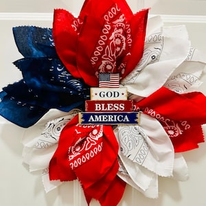 Wreath: USA Wreath, Fabric Wreath, Wreath, Welcoming Wreath