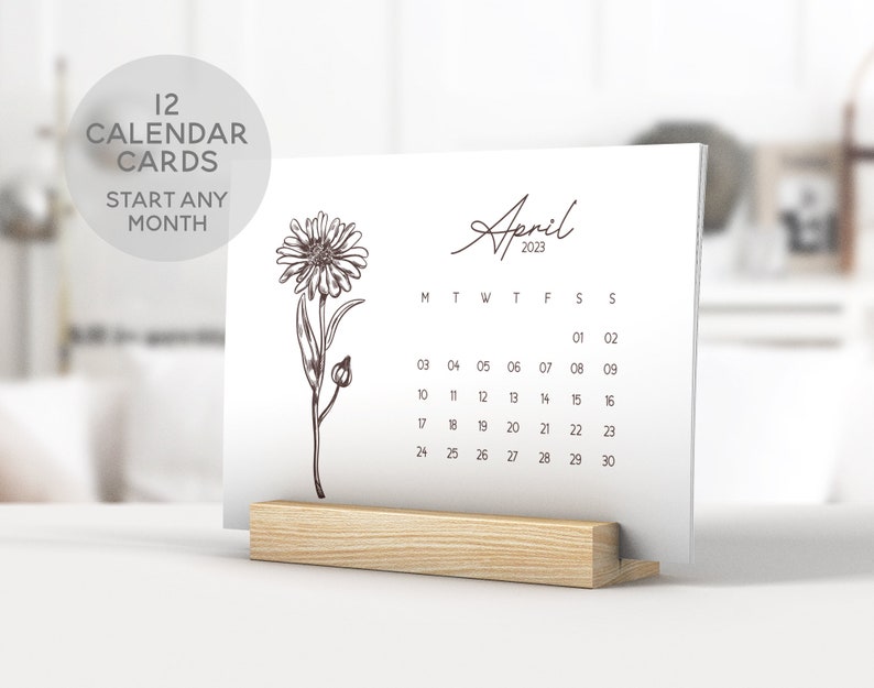 Botanical Desk Calendar With Wooden Stand Mini 6x4 Desk - Etsy UK