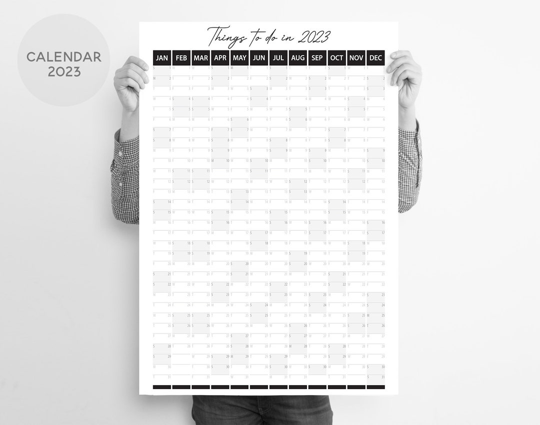 Year Planner 2023 A1 / A2 VERTICAL Planner MONOCHROME Wall Etsy