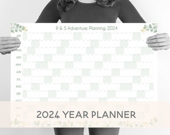 2024 Year Planner, Botanical , Wall Planner 2024, Personalised Wall Calendar, Annual Wall Planner, A1 / A2 VERTICAL Planner