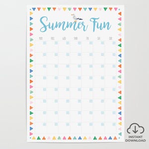 Planificador de vacaciones de verano imprimible / Diseño de 8 semanas sin fecha / A4, A3, 11 x 14 pulgadas y carta de EE. UU. / Descarga instantánea