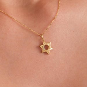 14K Solid Gold Magen David Necklace, Jewish Jewelry, Star of David Necklace, Jewish Necklace, Gift for Bat Mitzvah