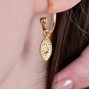 18K Gold Vermeil North Star Earrings, Evil Eye Earrings, Dangle Hoop Earrings, Starburst Earrings, North Star Jewelry, Birthday Gift