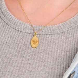 14K Gold Vermeil Bee Anhänger Halskette, Bienen Schmuck, Hummel Halskette, Honig Biene Schmuck, Geburtstagsgeschenk für Frauen, Geburtstagsgeschenk