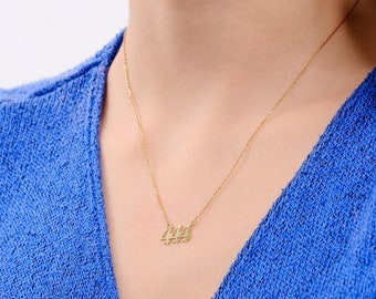14K Solid Gold 444 Necklace, 444 Angel Number, Personalized Number Necklace, Angel Number Jewelry, Gold Number Necklace, Mothers Day Gifts