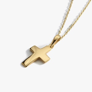 14K Solid Gold Cross Necklace for Women, Cross with Necklace, Women Gold Cross Necklace, 14K Religious Necklace, Birthday Gift